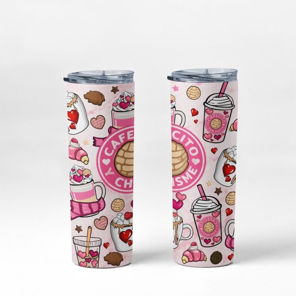 20oz Insulated Tumbler, Cafecito y Chisme, Valentine's Day, Cute, Spanish - Picture 5 of 5